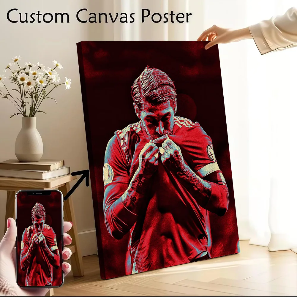 Sergio Ramos Printed Canvas Poster Custom Pictures Wall Art Canvas Painting for Room Decorating Interior Decoration Living Room