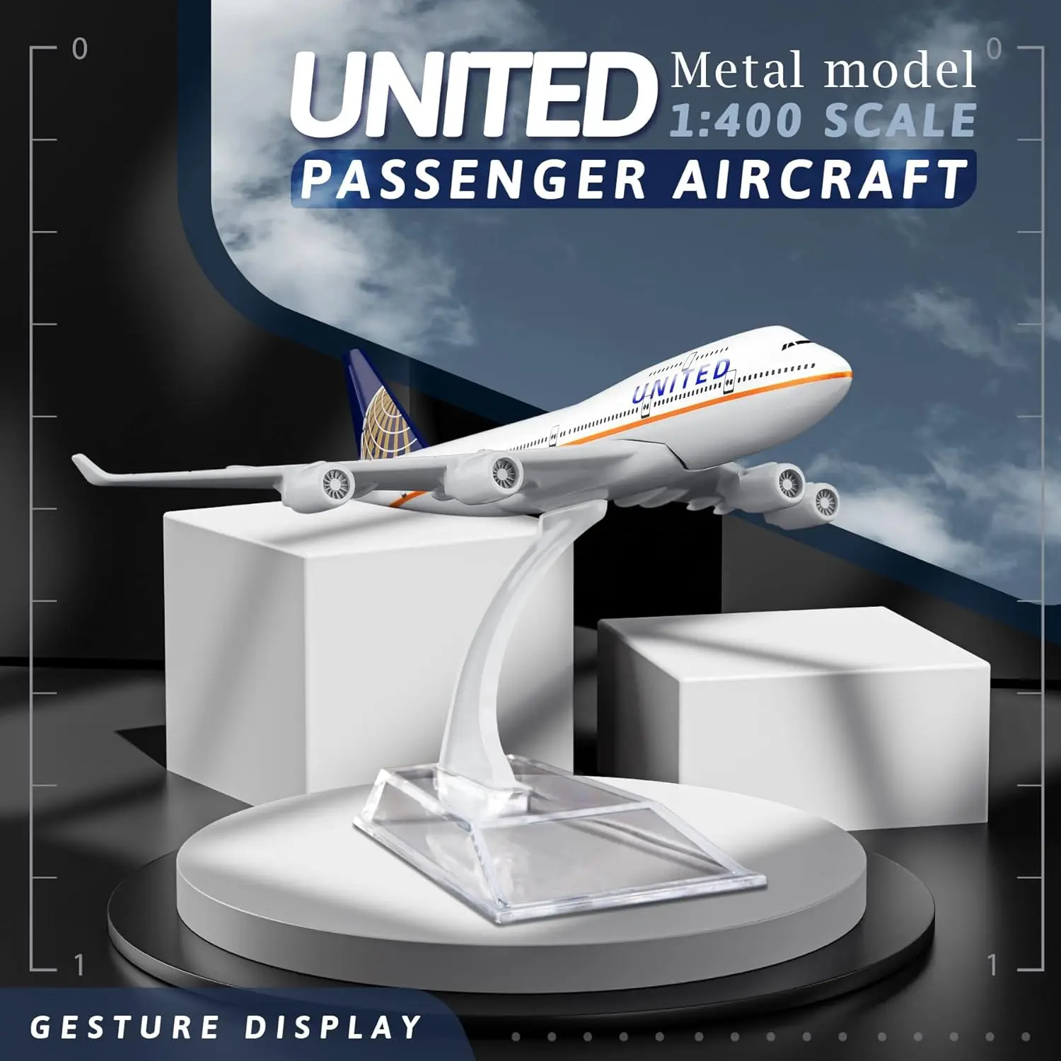 

16cm 1/400 United 747 Airplane Model Kits die-cast alloys Airplane Model for Collection and Display