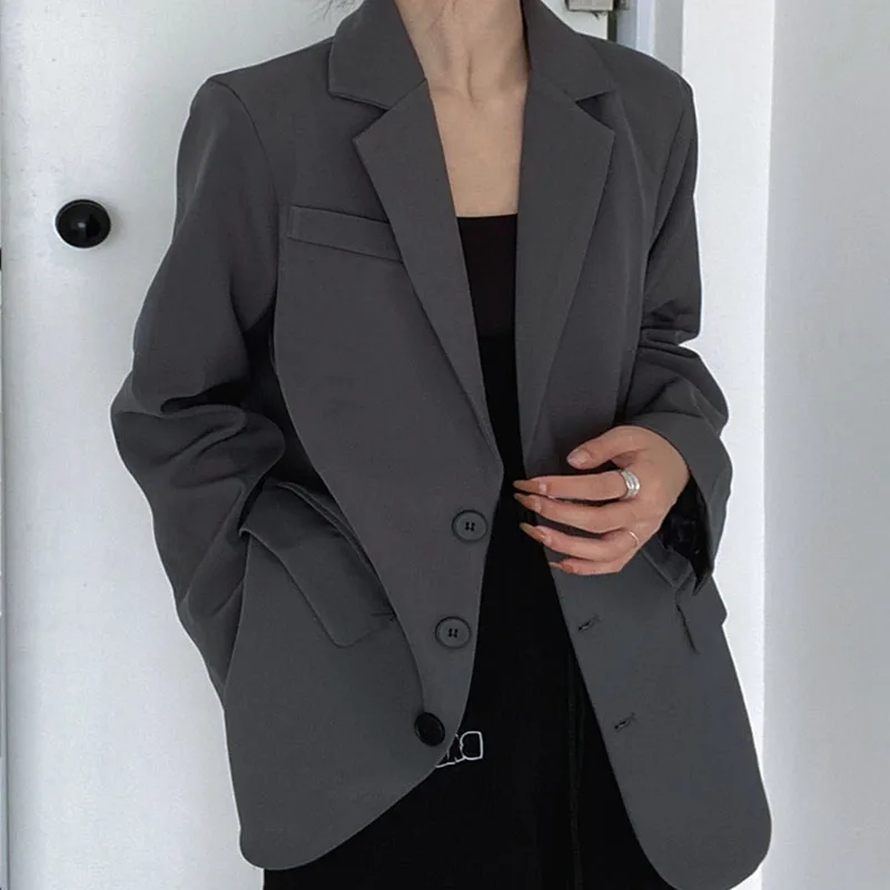 

Retro ey ular Women's Suit Loose Sle Korean Version Spring Autumn New Arrival Faionable Hong Kong Sle Coat
