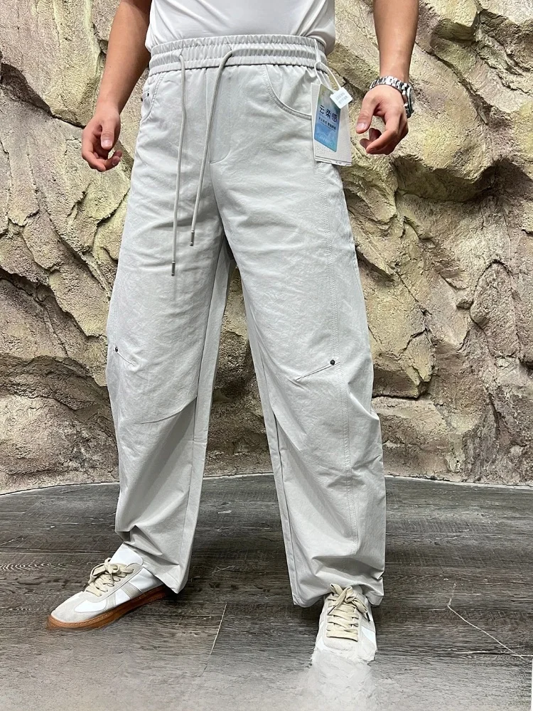 Cloud Sensation Black Tech 3D Curved Knife Cut Quick Dry Outdoor Leisure Pants Elastic Waist Straight Leg Polyester Fiber