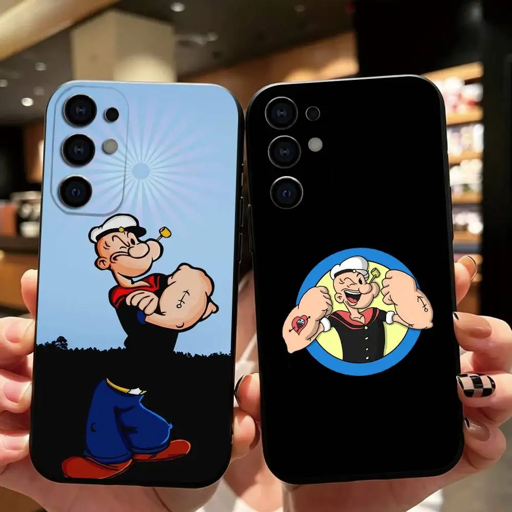 Comedy Animation Popeye Phone Case For Samsung S26,S25,S24,S23,S22,S21,S30,Ultra,Plus,Fe,Soft Silicone Black Cover Gift