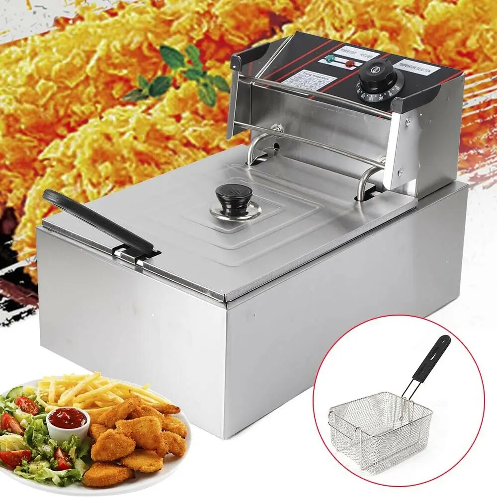 5,5L Commercial Electric Deep Fat Chip Fryer Single Tank Stainless Steel 2500W 220V