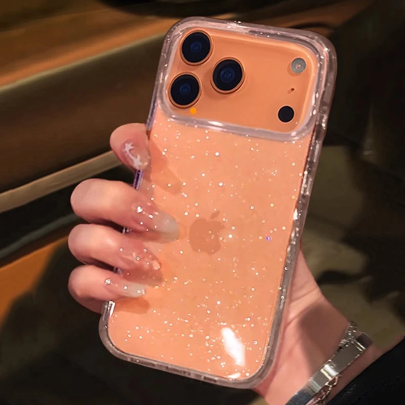 Funda transparente ostentosa de lujo para iPhone 17 Pro Max 17 Air 11 12 13 14 15 16 Pro Max X XR XS 7 8 cubierta de TPU a prueba de golpes