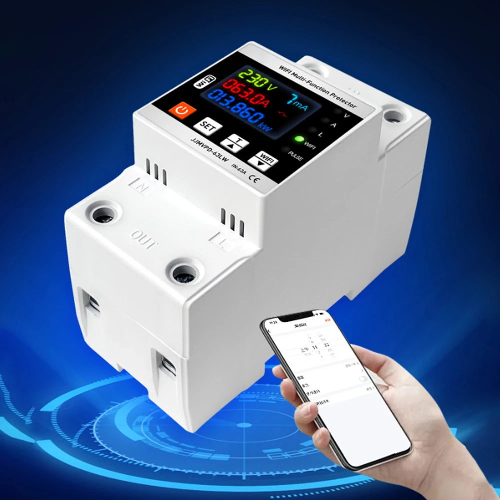 Electrical Safety Monitoring Adjustable Undervoltage Protection Current Measurement Smart Energy Meter With Leakage Protection
