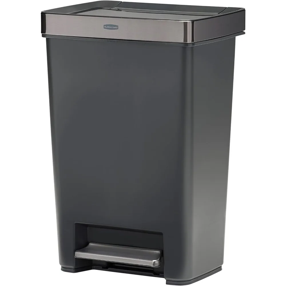 

Premier Series IV Step-On Trash Can, Stainless Steel Lid, 12.4 Gallon, Charcoal - Perfect for Home & Kitchen