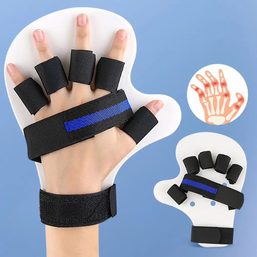 Hand Wrist Finger Orthotics Fixed Splint Fingerboard Stroke Hemiplegia Hand Support Brace with Belt Finger Corrector Board