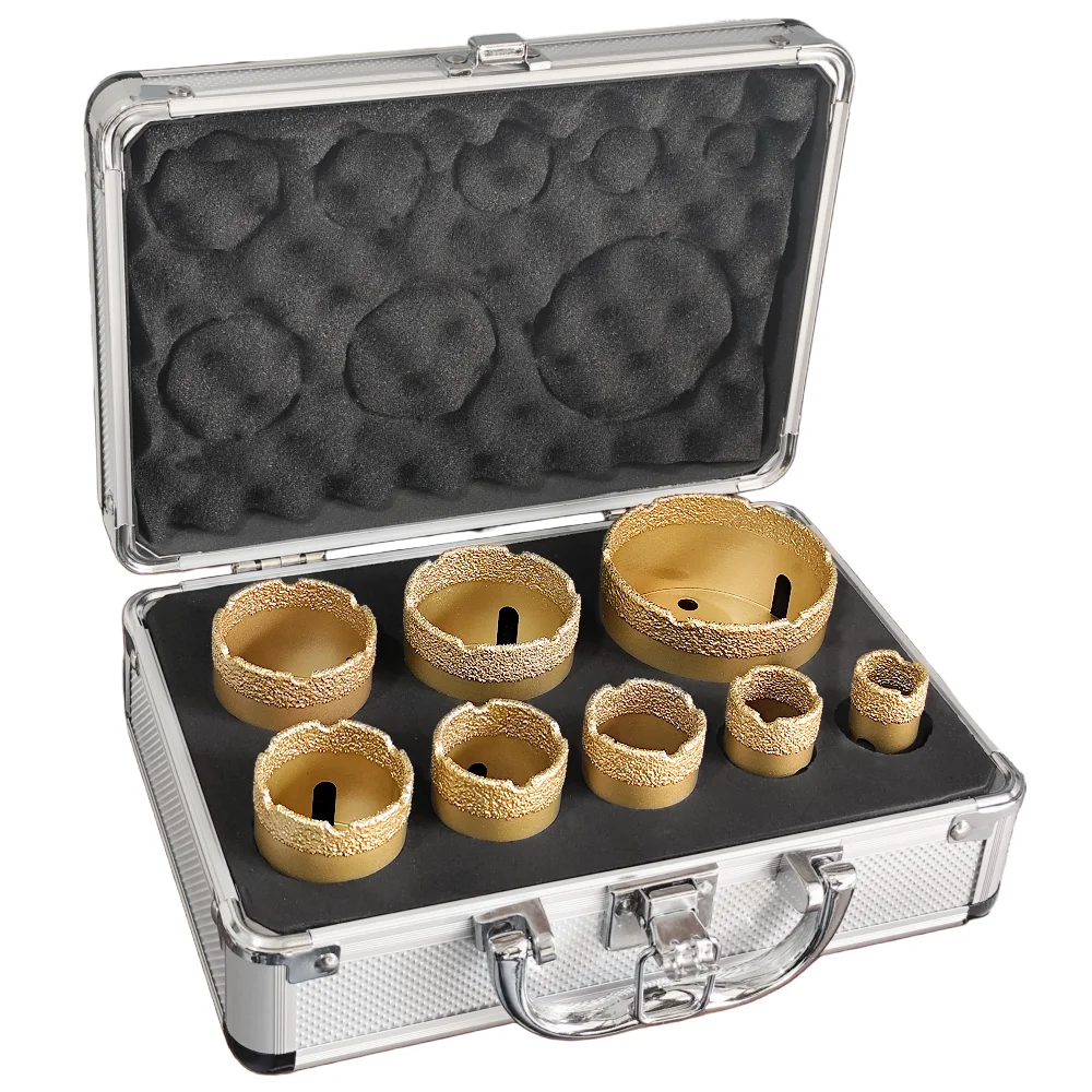 M14 Thread Brazed Diamond Dry Drilling Bits Hole Saw Set For Ceramic Tile Porcelain Granite Marble Hole Opener Tools 8/9Pcs