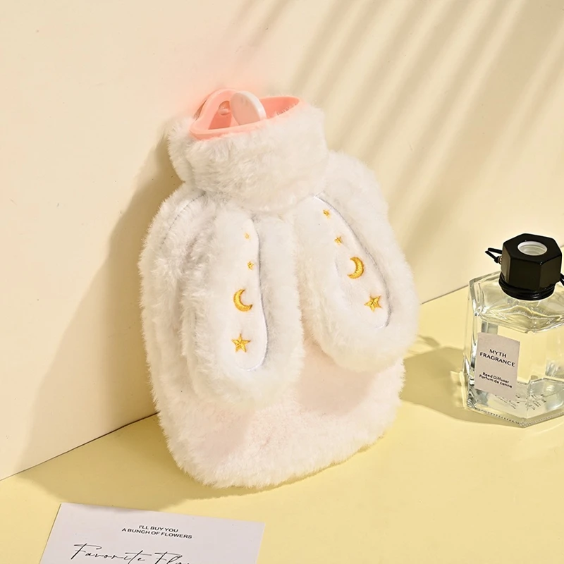 1000ML Cute Rabbit Hot Water Bag With Plush Cover Water Filling Hot-water Bag Hand Feet Warmer Winter Warm Water Bag