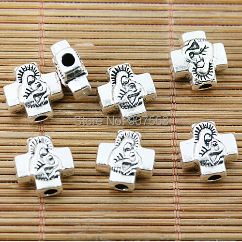 

10pcs 13*6mm Tibetan Silver 2sided Religious Portrait Pattern Beads EF1463 Beads for Jewelry Making