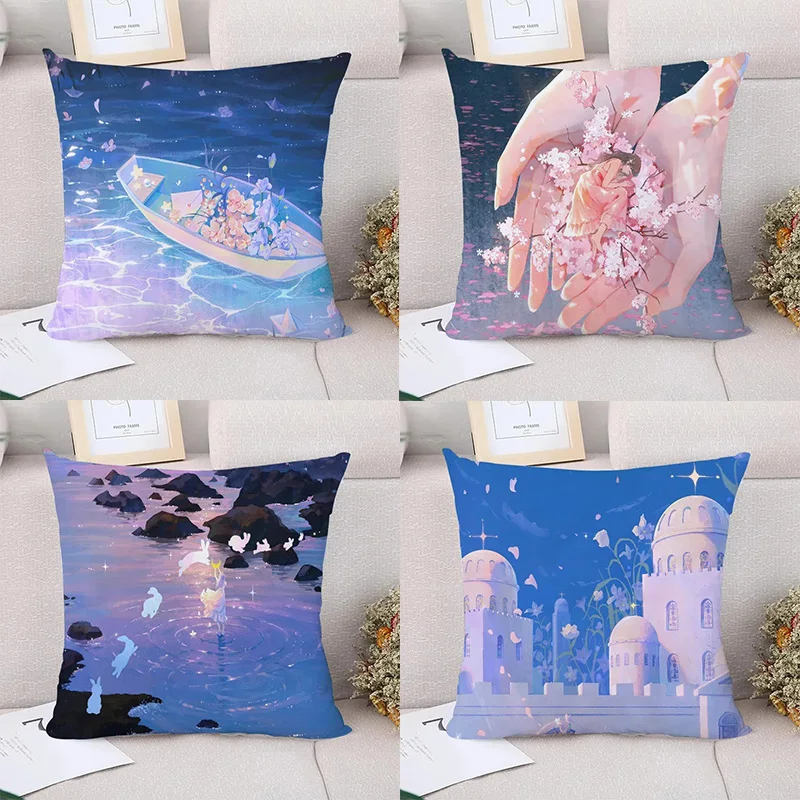 

Fantasy Scene Anime Pillowcase Dormitory Decoration Office Living Room Home Pillowcase