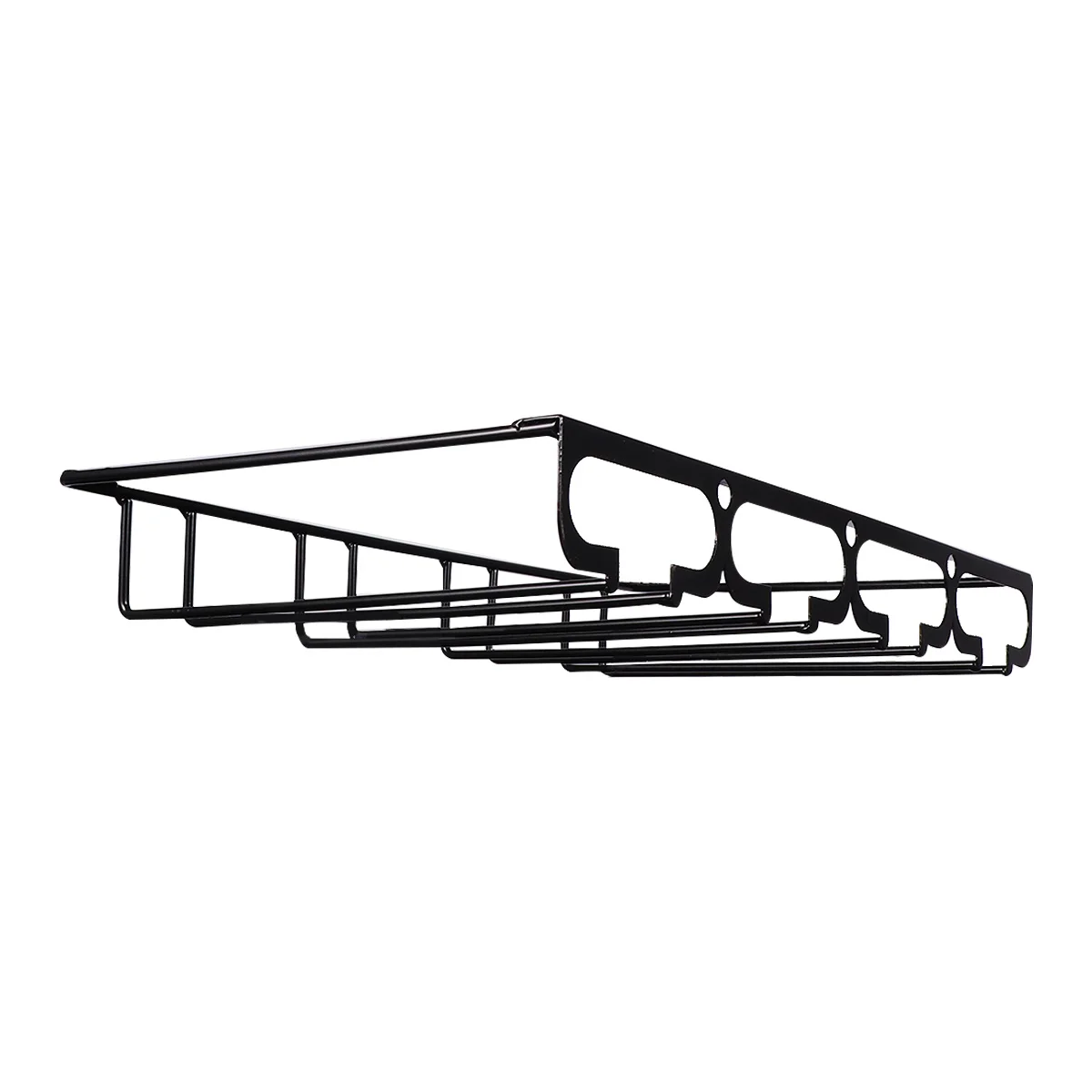 

Black Wine Cup Holder Hanging Glass Rack Iron Craft Upside Down Wine Glasses Organizer Display Shelf for Home Office