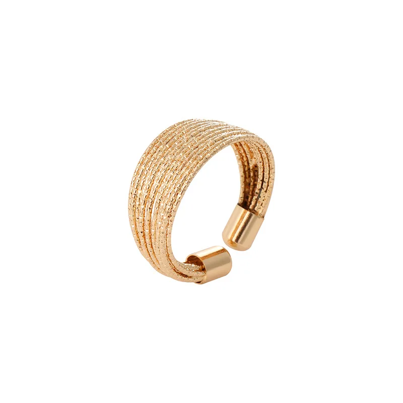 Light Luxury Multi-layered Opening European and American Personality Versatile Live Mouth Flash Line Ring for Women