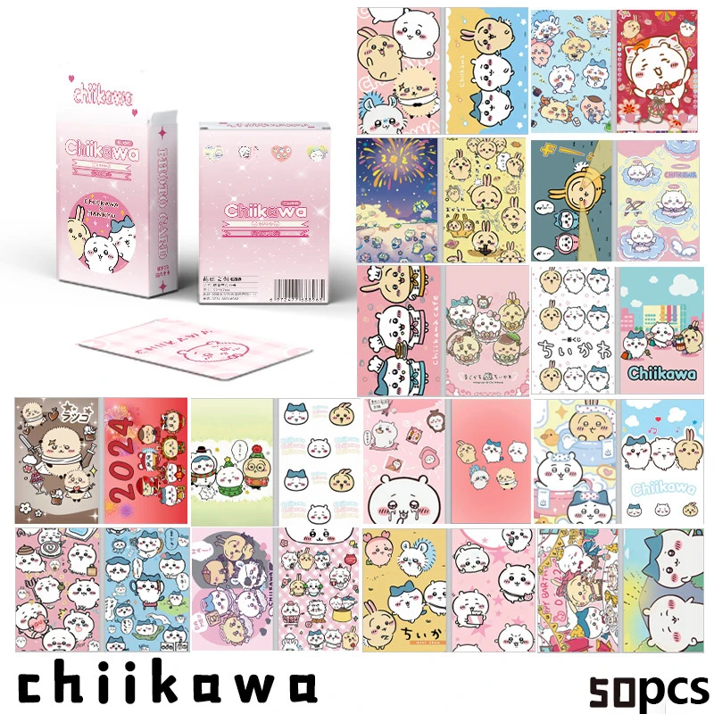 Chiikawa Jiikawa Laser Photo Card Box 50 Pieces 1 Box Animation Two-dimensional Polaroid LOMO Card Collection Decoration Gift