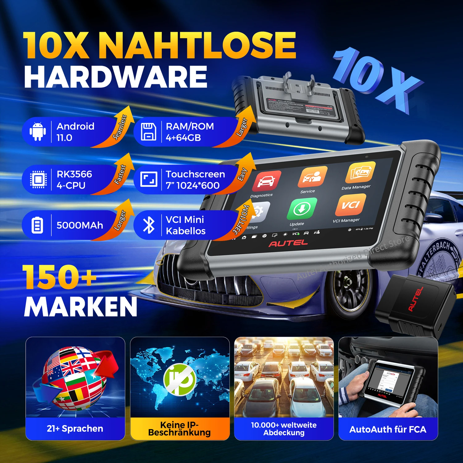 Autel MaxiCOM MK808BT PRO Kabelloses OBD2-Diagnosegerät, Kfz-Scanner, Diagnose aller Systeme, 3000+ Tests, PK MK900BT MK808S – Detail 18