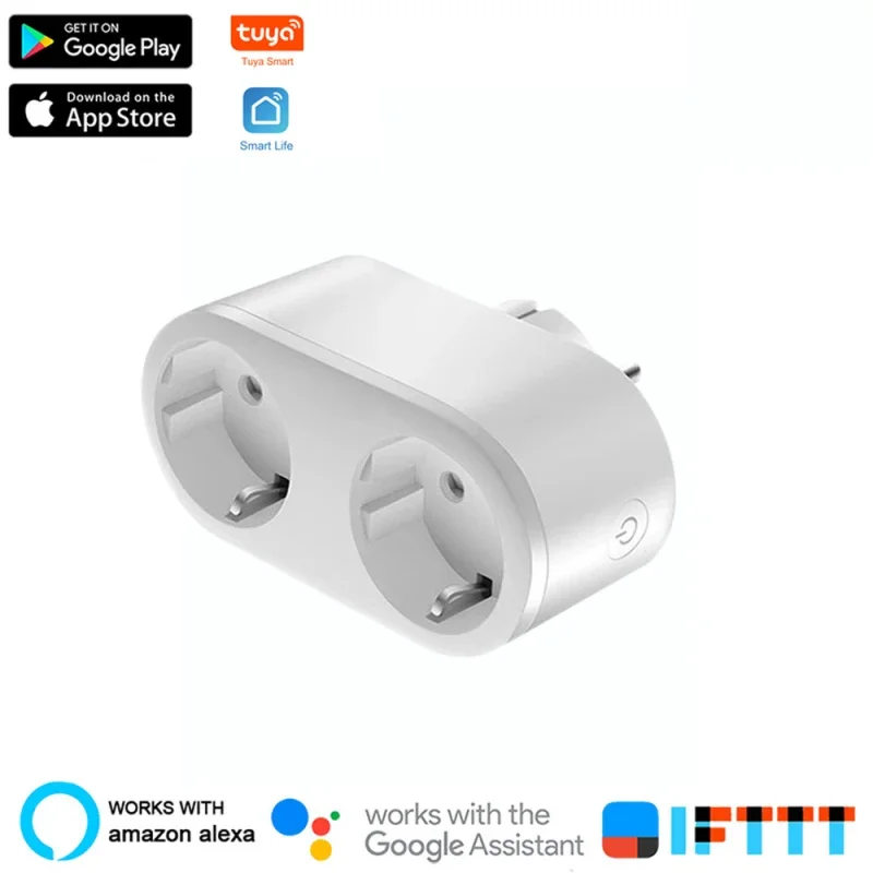 

EU 16A 220V Power Monitor Timer Socket Smart Life APP Control For Alexa Google Home Assistant 2 In 1 WiFi Smart Plug