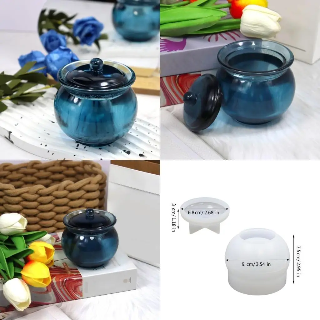 

J78F Convenient Epoxy Resin Moulds Silicone Storage Box Moulds Jar Shaped Hand Making