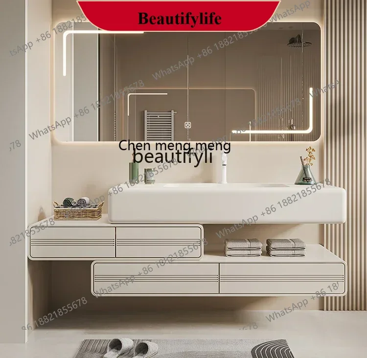 

D178 Corian integrated basin cream wind bathroom cabinet washstand, bathroom cabinet combination