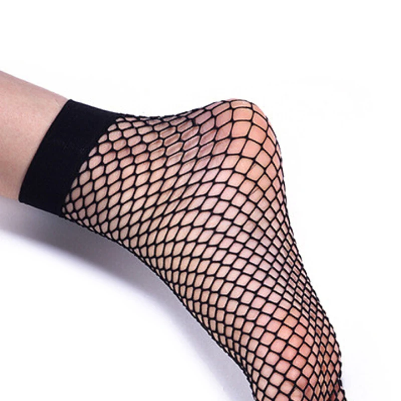 Women Black Fishnet Ankle High Socks Lady Mesh Lace Fish Net Short Socks