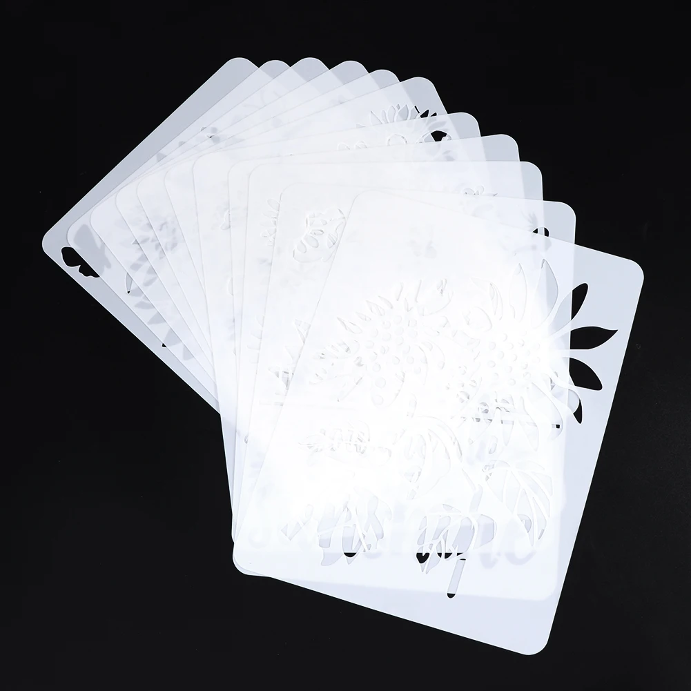 Translúcido PET Girassol Pintura Animal Stencil, Móveis DIY Craft, Graffiti reutilizáveis, modelo de desenho, a lenha, 11pcs