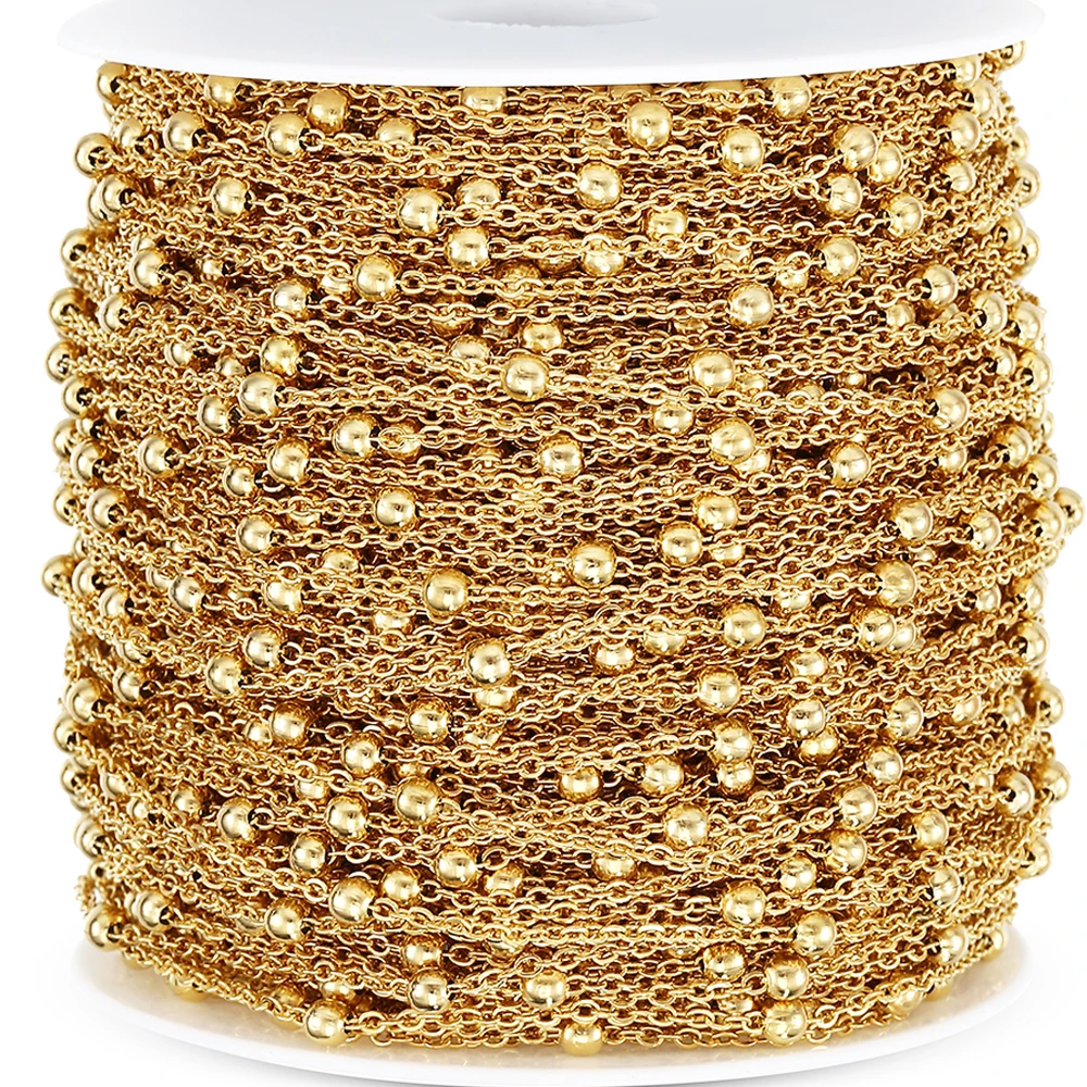 Kein Verblassen, 2 Meter 1 Meter Edelstahl-Perlenketten für Schmuckherstellung, DIY-Halsketten, Armband-Zubehör, handgefertigte Kugelkette – Detail 13