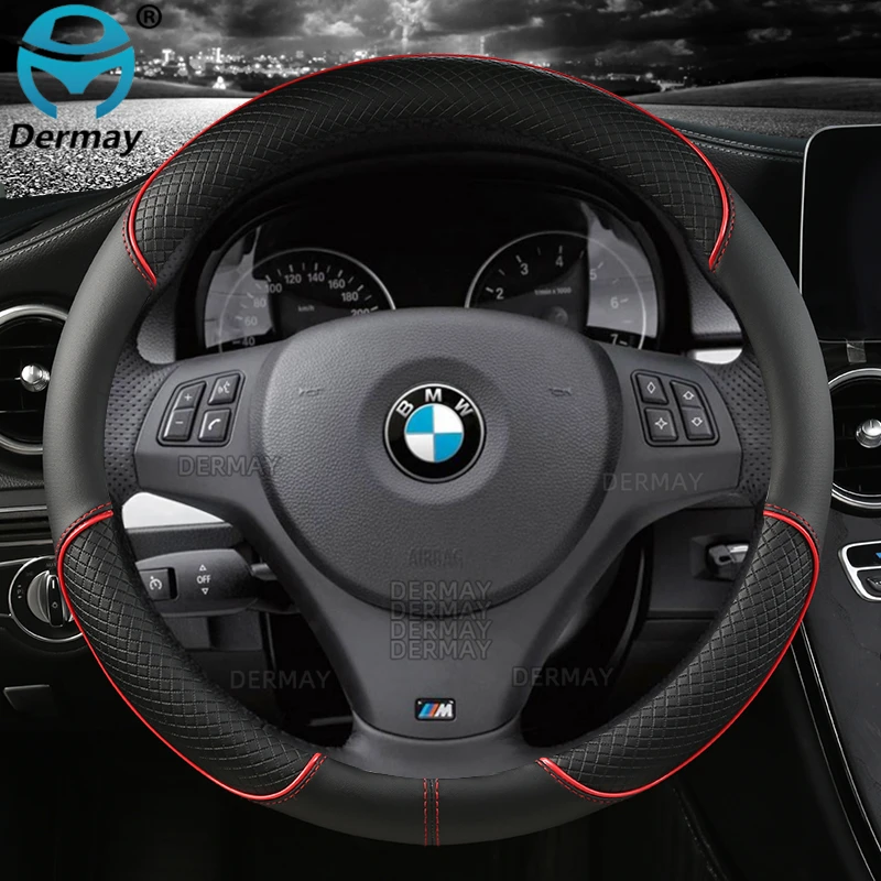 for BMW E90 E91 E92 E93 3 Series DERMAY Car Steering Wheel Cover PU Leather Auto Accessories Fast Shipping