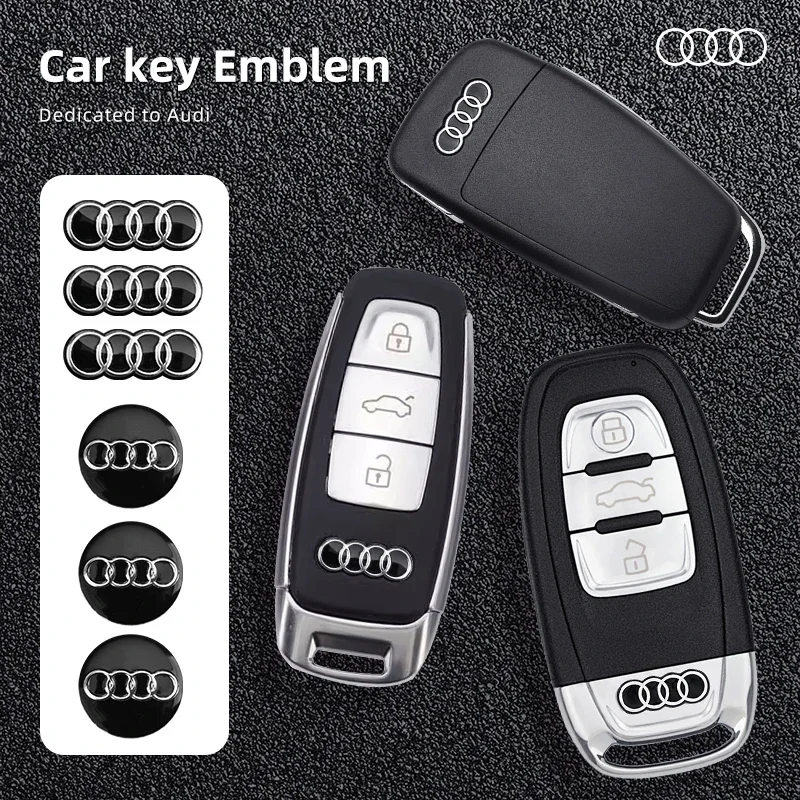 

New Car Key Shell Remote Case Cover Aluminum Emblem Symbol Sticker For Audi Q5 Q3 Q7 R8 A3 A4L A5 A6L A8 A1 TT 8L A4 A5 A6 A7