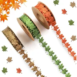 3Pcs Halloween Ribbons Handmade Embossed Maple Leaf Decorative Ribbon Home Decoration DIY Supplies For Christmas Halloween 2025