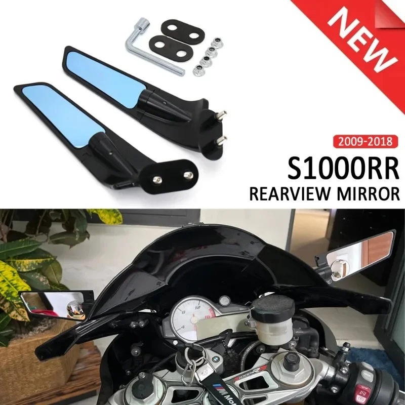 

Motorcycle Wing Mirrors Adjustable Rotating Rearview Side Mirror For BMW S1000RR 2009-2011 2012 2013 2014 2015 2016 2017 2018
