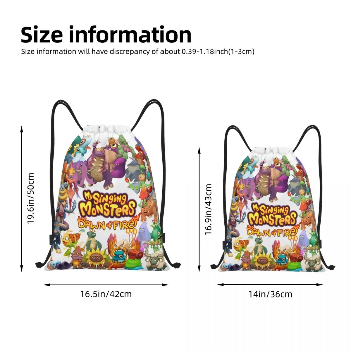 My Singing Monsters Fire Game Drawstring Backpack Sports Gym Sackpack Water Resistant String Bag for Yoga