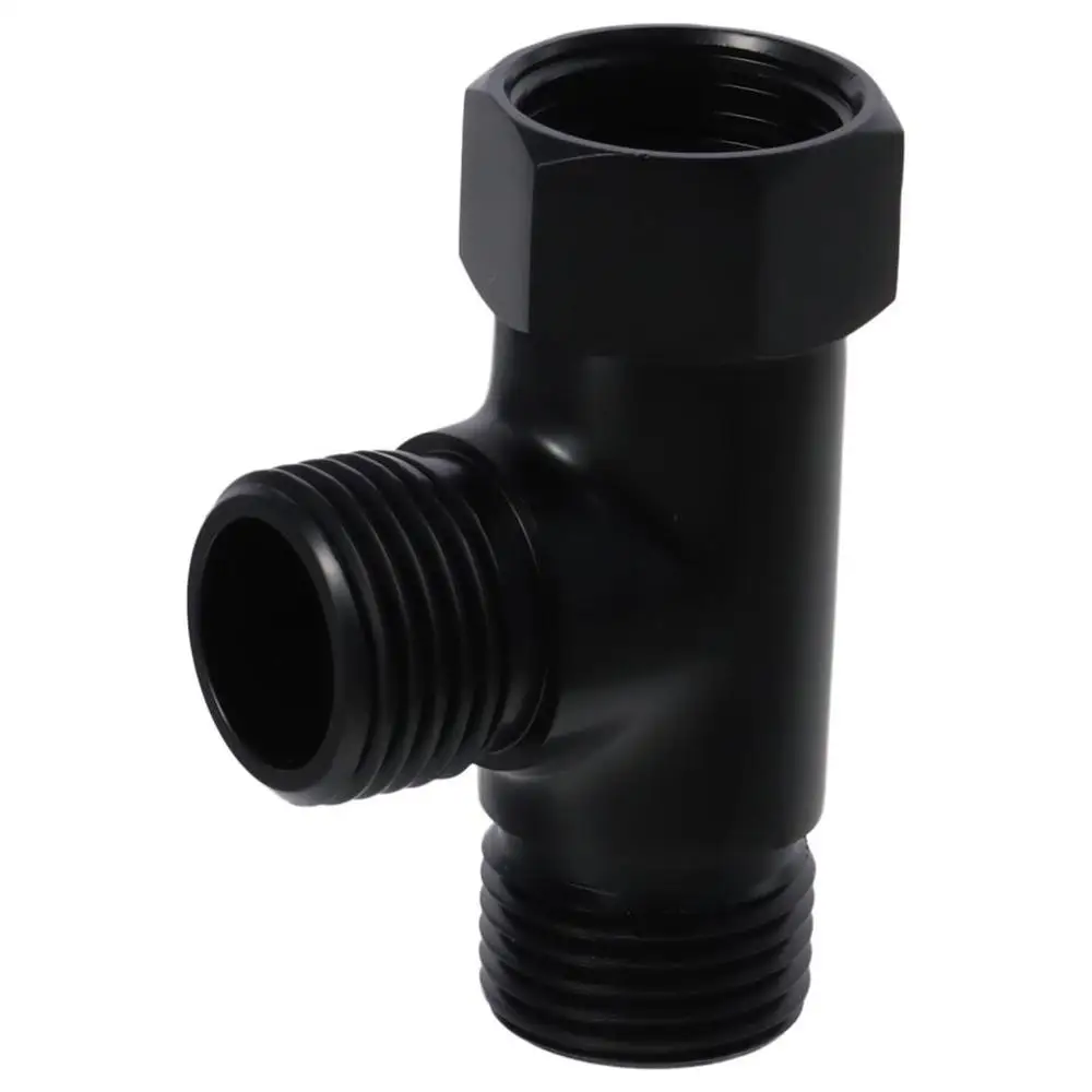 Massief Messing Douchearm Omleidingsklep 3-Way G1/2 "Water Omleiding T Vorm Mat Zwart Slang Adapter Connector Vaste Sproeikop
