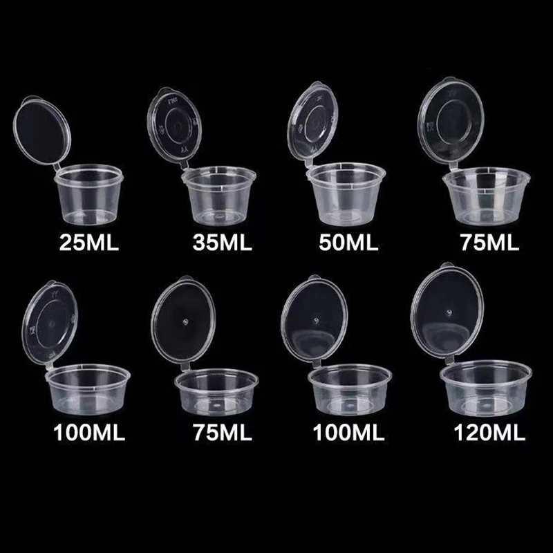 

50pcs/100pcs Thick PP Material Disposable Sauce Cup Sealed Leak proof with Lid Sealed Seasoning Box Dip Box Packaging