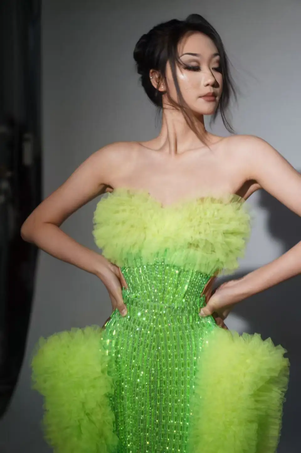 Vestido de festa verde novo sexy vestidos longos glitter traje de palco feminino gogo roupas de dança drag queen outfit festival roupas y381