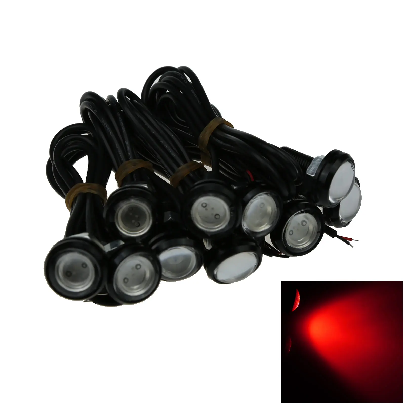 

10x Red Motor Angel Eye Turn Signal Lamp DRL Backup Light 23MM 1 Emitters COB LED O504-R