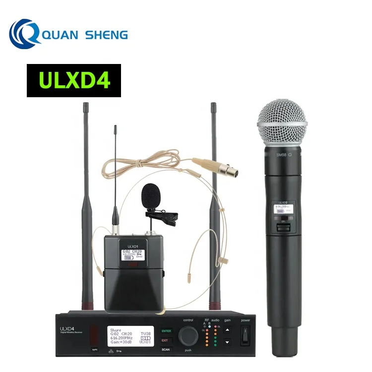 ULXD4 Professional Uhf Wireless Handheld Headset Lavalier Microphone Stage Performance Digital Microphone