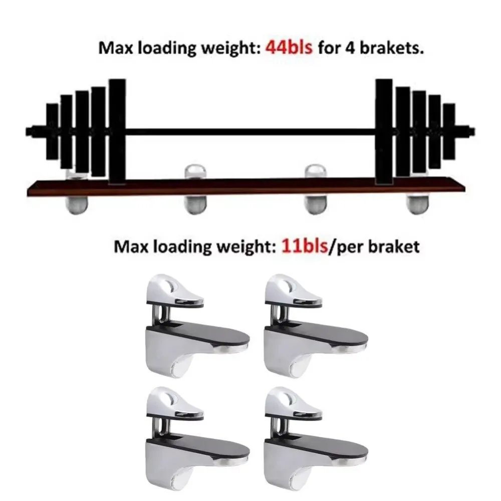 Zinc Alloy Metal Glass Clamps 1-22mm Thickness Anti-Slip Partition Board Holder Adjustable Glass Shelf Brackets DIY Installation