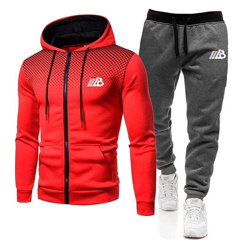 2024 Fashion New Jogger Zipper Hoodie Tracksuit Men Clothing Two-piece Sets Mens Jogging Fitness Sportswear Men\'s Running Suits