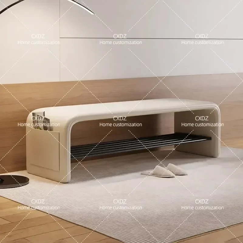 Modern Entryway Shoe Bench with Storage Rack Integrated Shoe Changing Stool for Hallway Fitting Room Long Sofa Seat Organizer