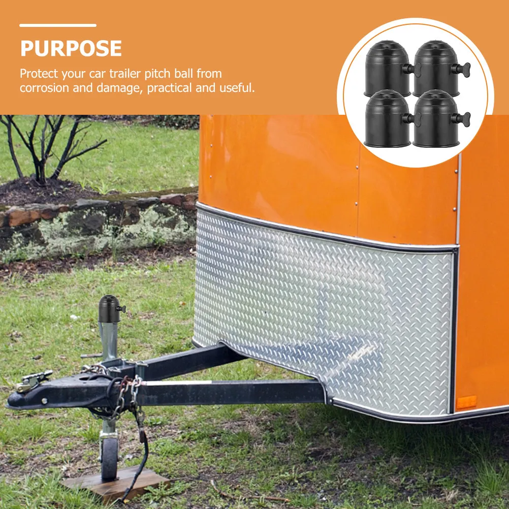 

4Pcs Hitch Ball Cover High Durability ABS Tow Ball Protector Cap Rainproof Stable Installation for Rv Truck Trailer Car Boat
