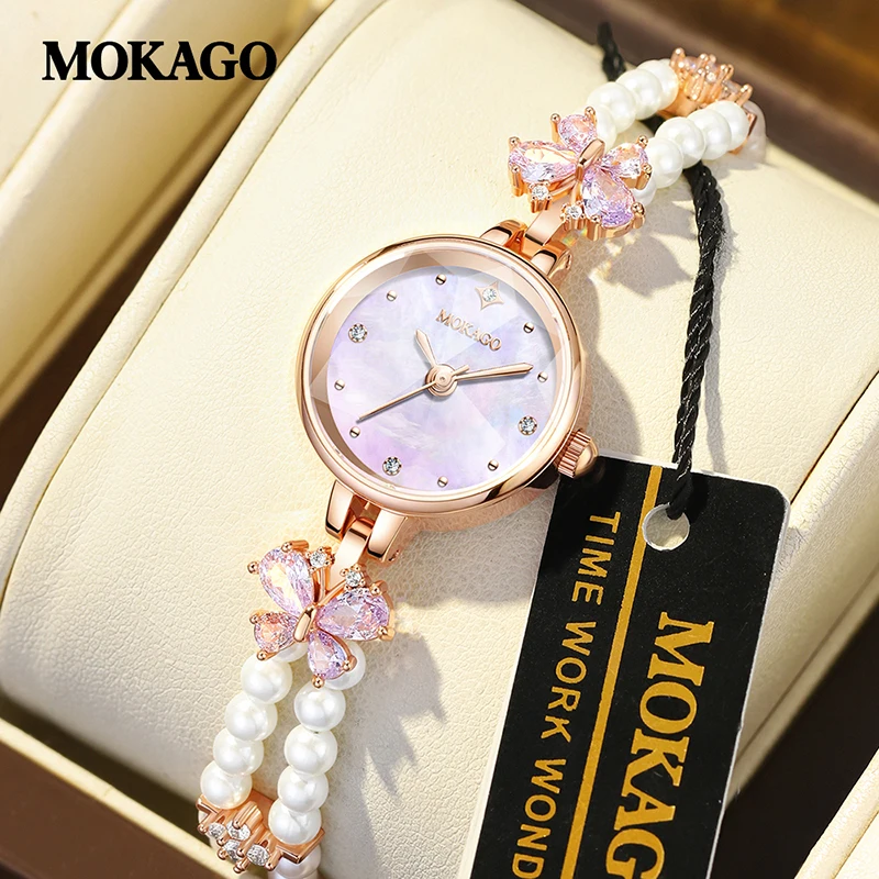 MOKAGO M8164 Женские кварцевые часы с перламутровым цветным перламутровым