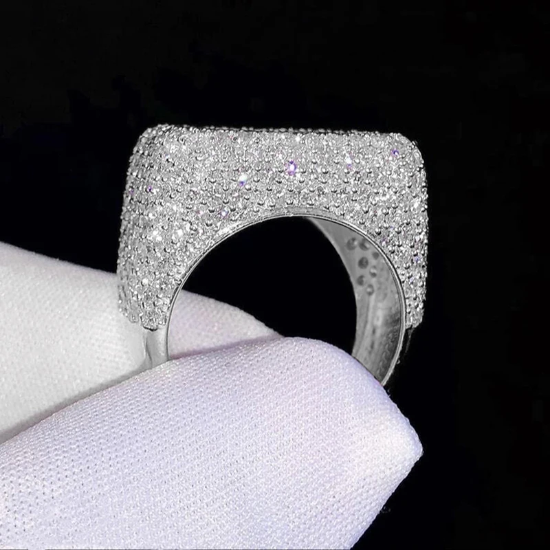 Huitan Quadratische Damenringe mit glänzendem Zirkonia für Hochzeit, Verlobung, Party, edle Luxus-Accessoires, Schmuck, Geschenk – Detail 10