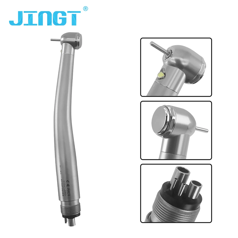 Dental High-Speed Air Turbine Handpieces Standard Head 4 Holes Air Turbine Single Water Spray Ceramic Bearings Optical Fiber