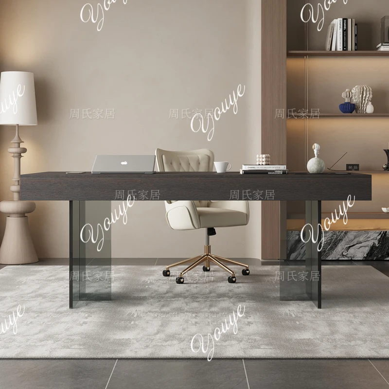 

SX Solid Wood Suspension Desk Light Luxury Modern Study Home Desk Italian Minimalist Boss Computer Desk Acrylic