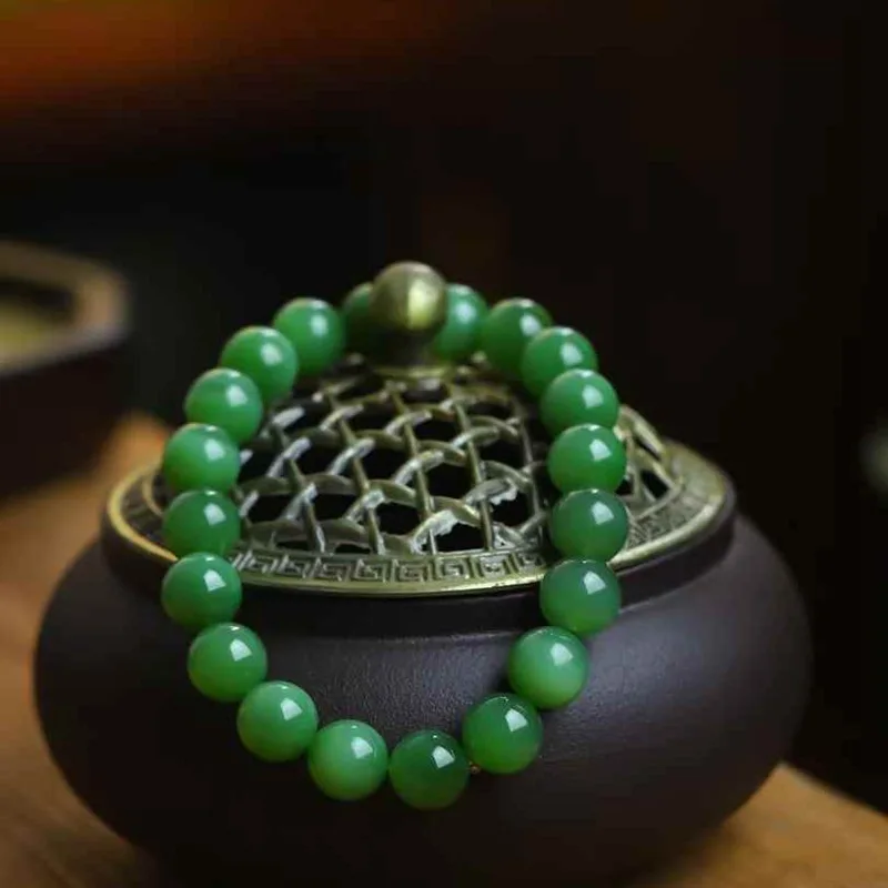Supply Chain Natural Hotan Russian Jasper Old Material'S Eye Bead Round Jade Smooth Br