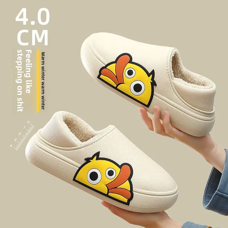 

Женские хлопковые тапочки для зимы, для улицы и дома, водонепроницаемые, нескользящие, с мехом, для пар