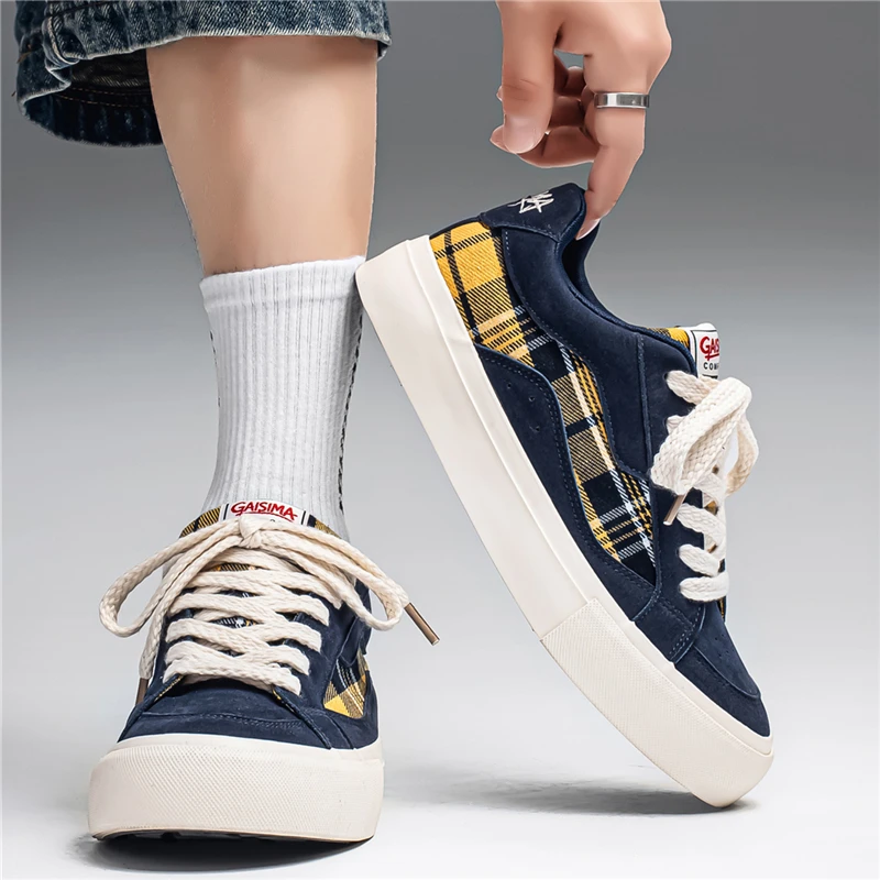 2026 New Casual Sports Breathable Trendy Fashion Versatile Thick Bottom Canvas Bread Splicing Quality Board Shoes Low Top