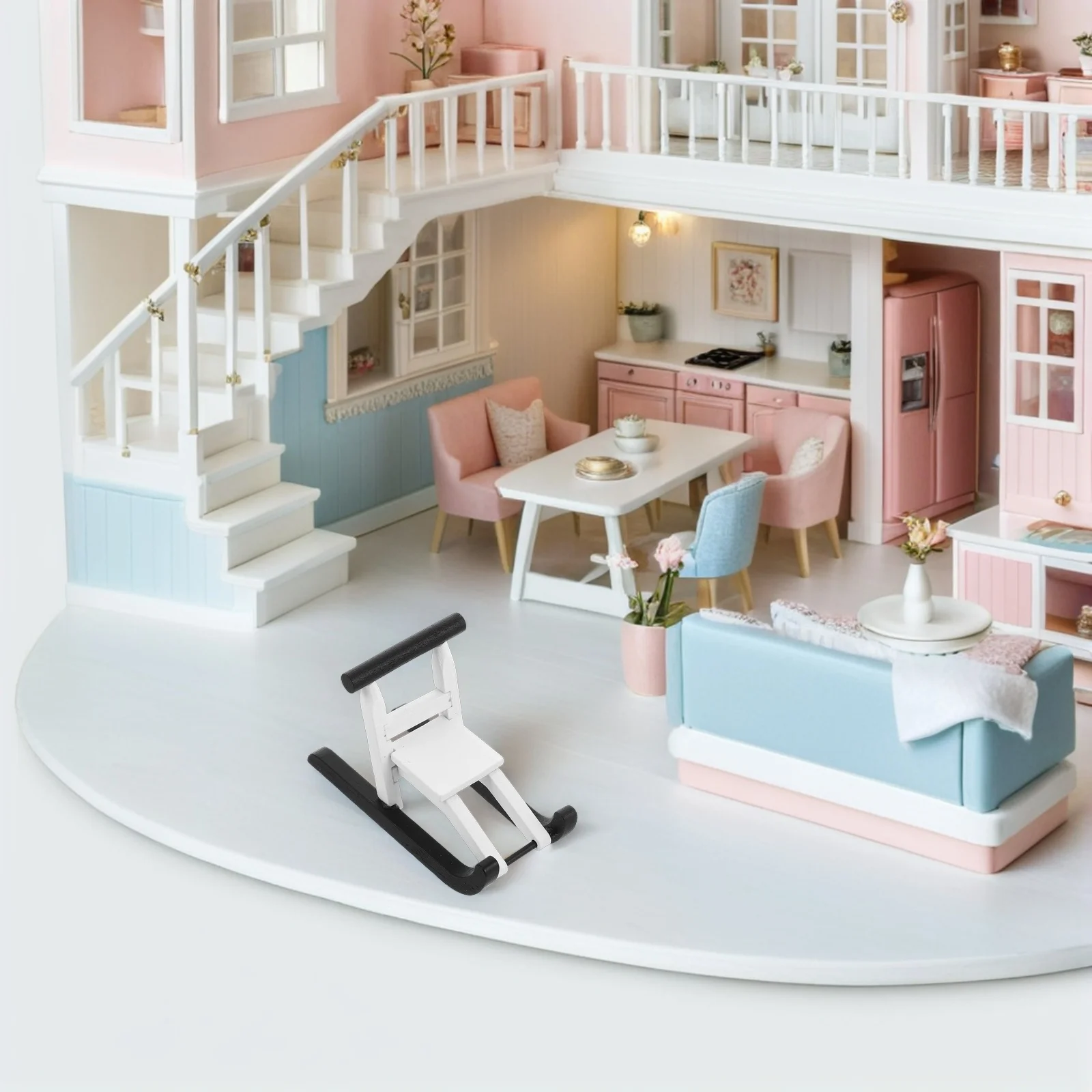 

4Pcs Miniature Wooden Sleigh Decorations Christmas Table Centerpiece Holiday Dollhouse Accessories Snow Sled Ornament