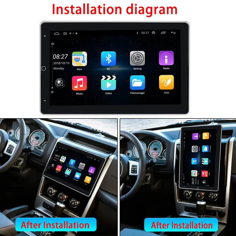 2 Din 10inch Rotate Car Radio Knob Button Wireless Carplay Android Auto Apply Multimedia Player Car Stereo GPS Universal