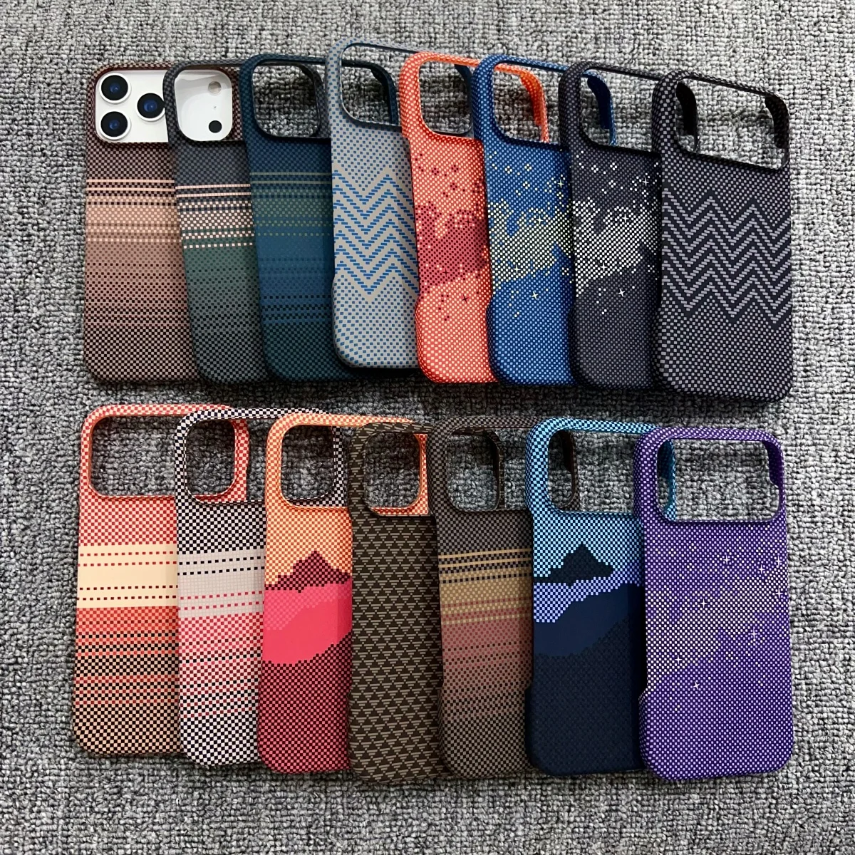 Funda Delgada sin Marco de Fibra de Carbono Sunset PC para Magsafe, Magnética, para iPhone 17 Air 16 Plus 15 14 13 12 Pro Max, Antigolpes