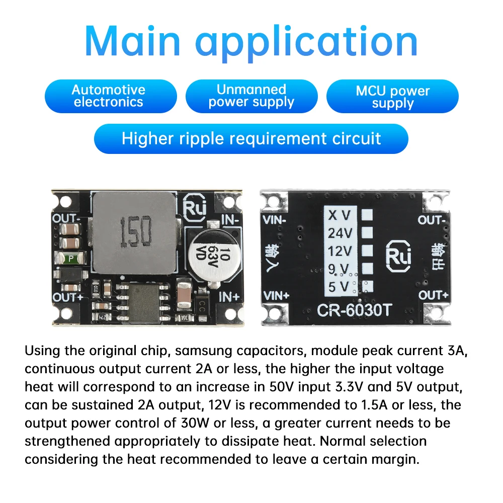 車の電力変換用のミニバックレギュレーターモジュール,DCからDC,60v,48v,36v,24vから12v,5v,3.3v dc 5 a
