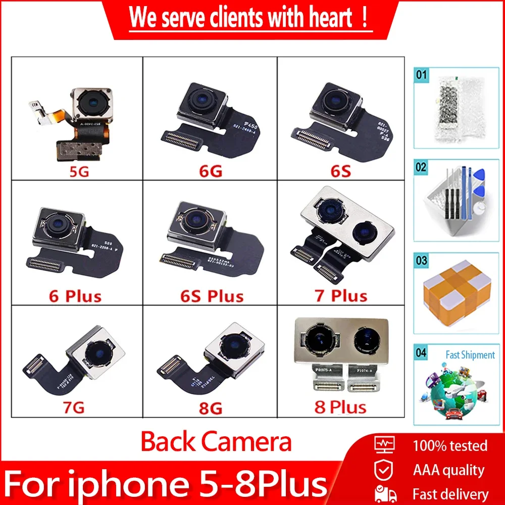 For iPhone 6  6s 6S Plus 7G 8 Plus Back Camera Rear Main Lens With Flash Module Sensor Flex Cable